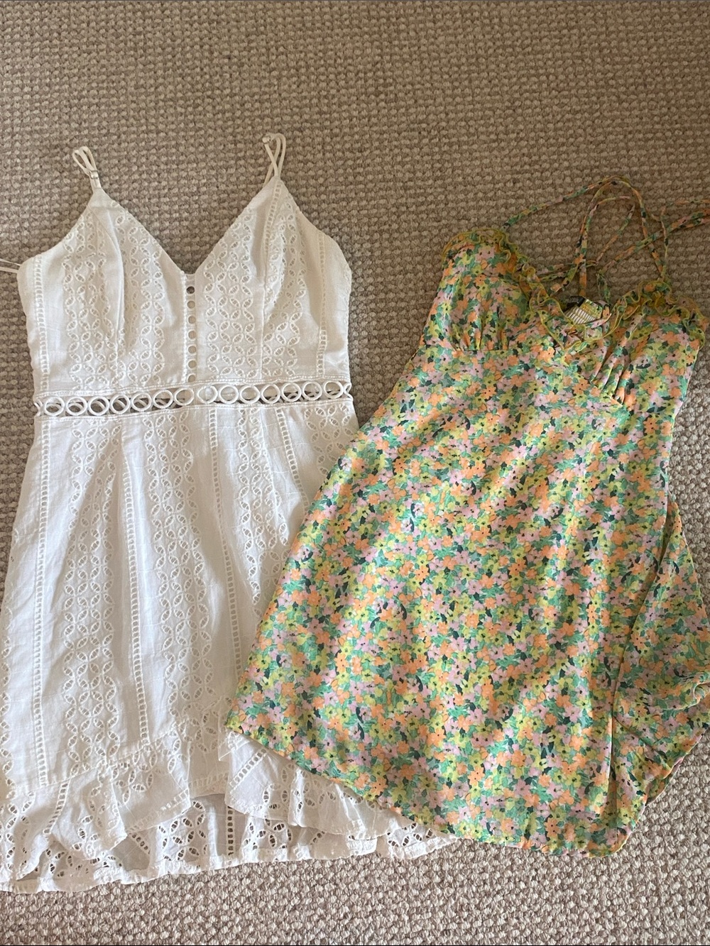 wild fable White Eyelet Slip Dress & Pastel Floral Chemise Set